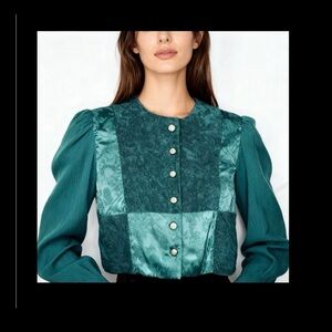 Vintage 90s Miss Dorby Cropped Patchwork Jacket Emerald Green